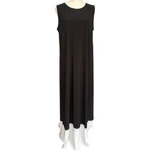 Hudson Harper Black Maxi Dress Size L Sleeveless White Contrast Hem Chic NWT